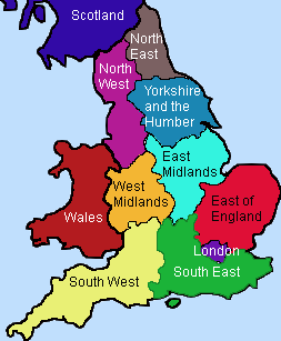 Map showing UK regional coverage